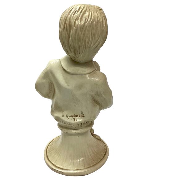 Vintage 1971 Resin J Kendrick - Set of 2 Bust Statues - Boy & Girl - Picture 9 of 9